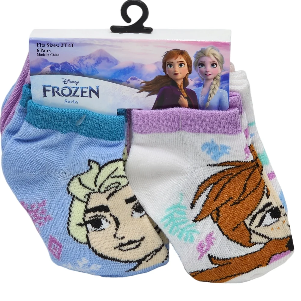 Disney Frozen Anna Elsa and Olaf Toddler Girl Low-Cut Socks‎ 2T-4T 6pk